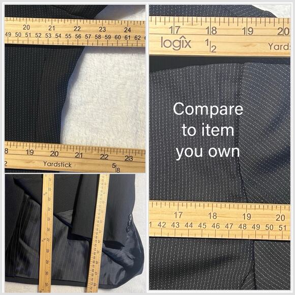 Armani Collezioni 42R 32x29 Black Subtle Dashed-Stripe Designer Mens Suit Luxury - Picture 13 of 15